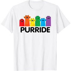 Funny Purride Cat Paws Rainbow LGBTQ Gay Pride T-Shirt