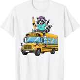 Funny Raccoon Back To School Cute Animal School Bus T-Shirt